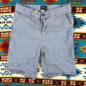 Place Boys Chino Shorts Casual Blue Flat Front Adjustable‎ Waist Size 14